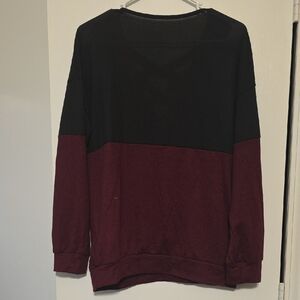 Women's Black and Burgundy Sweater